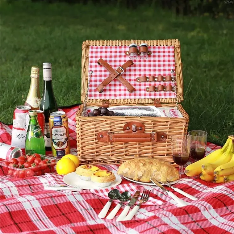 Picknickkorb Aus Weide, Holz Picknick Essenskorb Porzellan Bambus Lands End Trolley Zubehor Fur Picknickkorbe Geschenkkorb