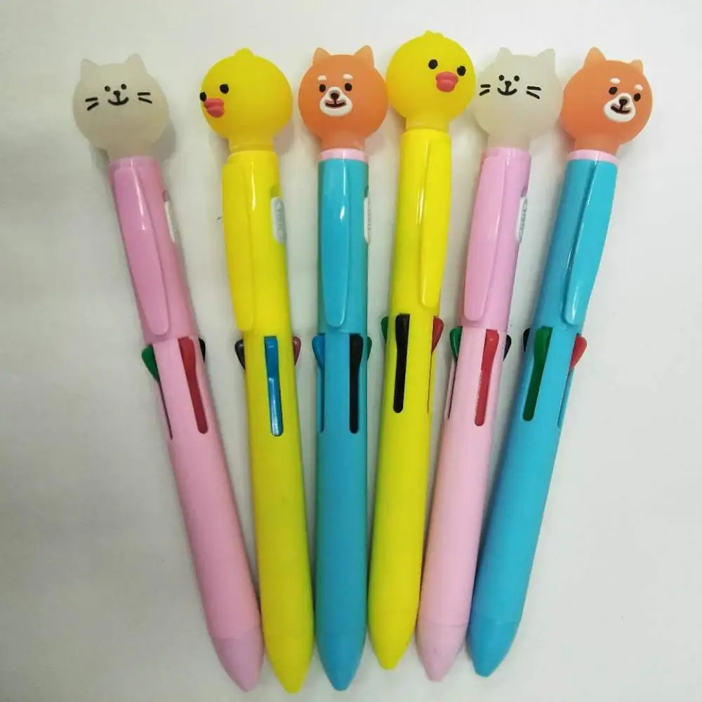 
new cute cartoon silica gel head with light 4color neutral pen 
