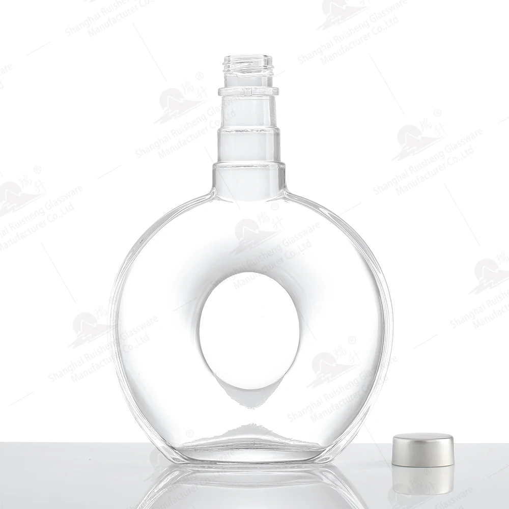 Manufacturer Fancy 700ml Round Crystal Clear XO Brandy Cognac Liqueur Tequila Vodka Whisky Spirits Beverage glass bottles