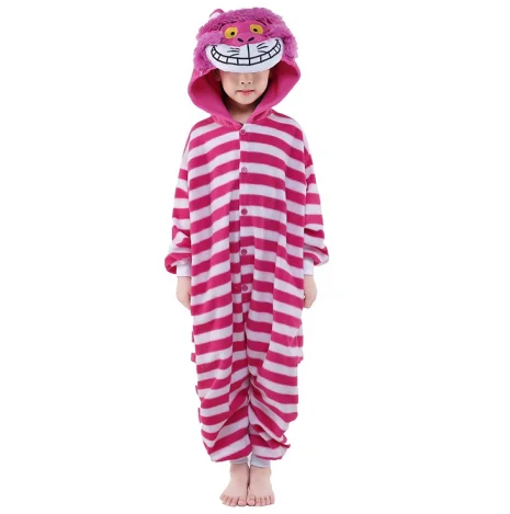 Cheshire Cat Cartoon Animal Pajamas Cosplay Costume Kids Onesie For Halloween Cosplay Pajamas Kids Cartoon Pajamas