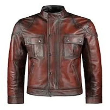 
Mens Real Leather Jacket Top Quality 