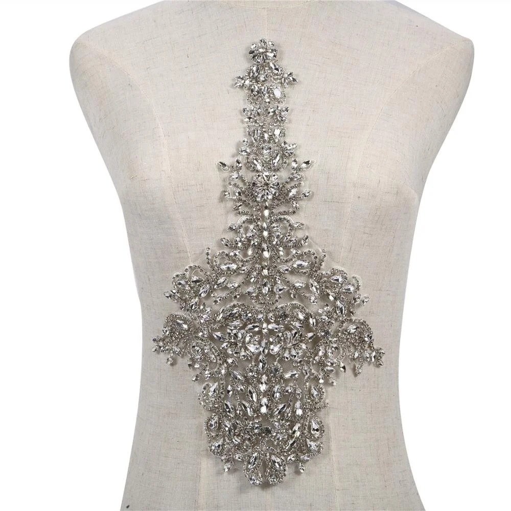 Fashion style beaded crystal rhinestone appliques Patch for wedding dresses trimming Clothing