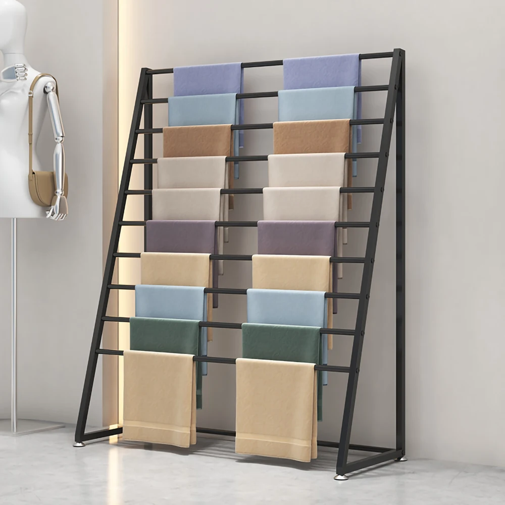 2024 Manufacturer Customized Floor Standing Carpet Hanger leather belt Scarf Display Rack