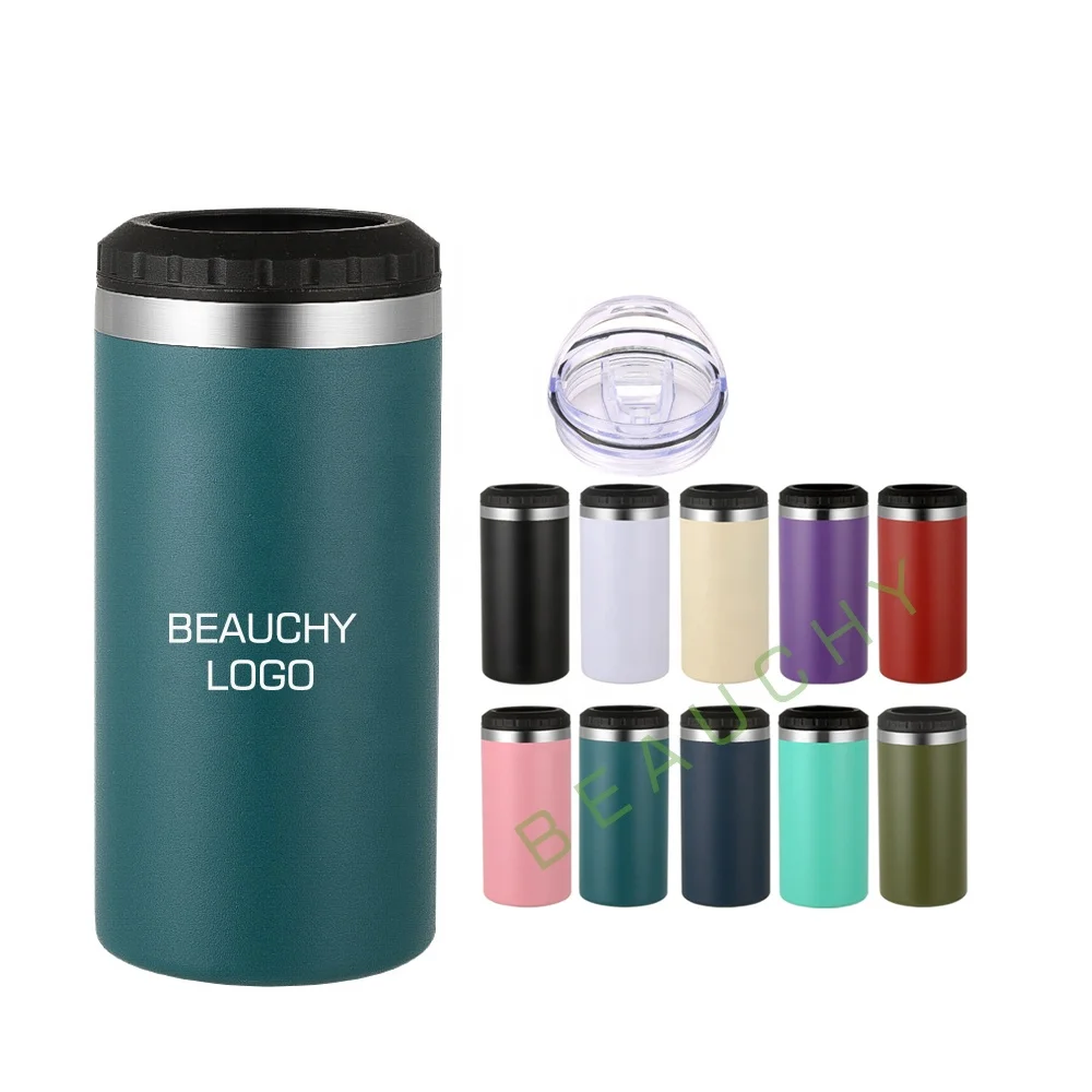 Beauchy 16oz Thermal Can Cooler Double Walled Insulated Can Cooler Coffee tumbler Stainless Steel Can Holder for Beer