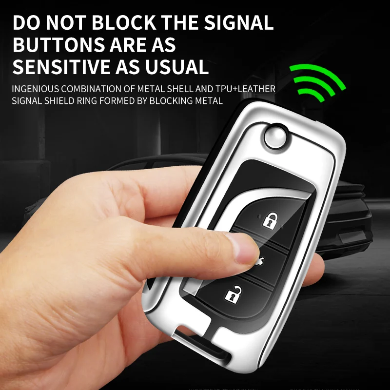 Car Logo Metal Leather Key Case Fob Cover for Toyota Auris Corolla Avensis Verso Yaris Aygo Scion TC IM Camry RAV4 Protector Bag