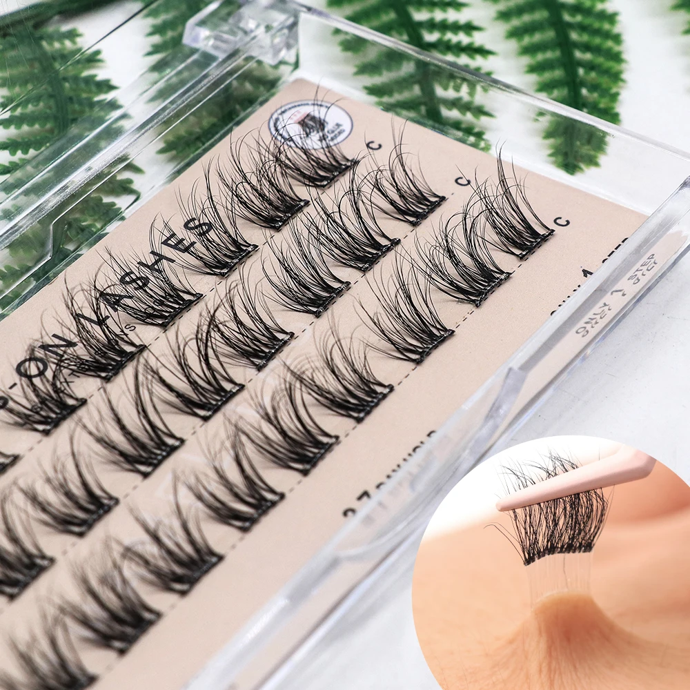 Wholesale No Glue Pre Bond CDL Curl Self Adhesive Black Brown Press On Cluster DIY Segment Eyelashes Kit