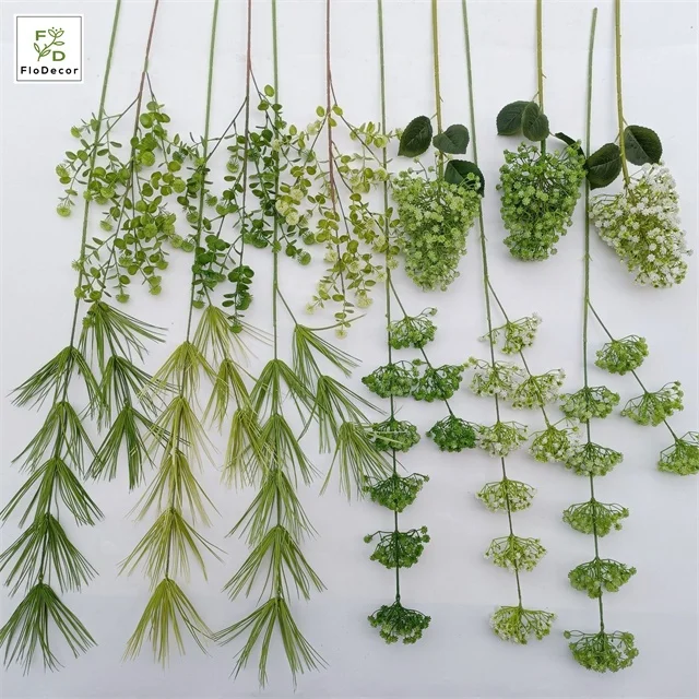 Wholesale Artificial Fern Greenery Leaves Plastic Green Plants Bamboo Leaves For Wedding Party Home Hotel Decoration