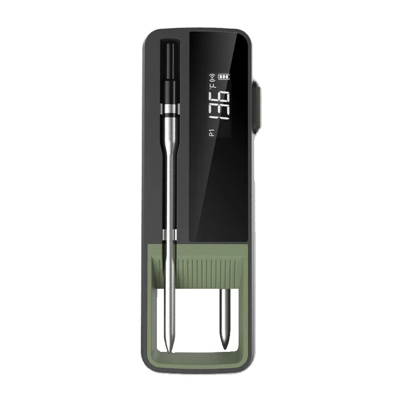Smart Bluetooth Wireless Meat Grill Food Monitoring Thermometer Features Mobile App Connectivity, Waterproof Probe, and Wi-Fi.