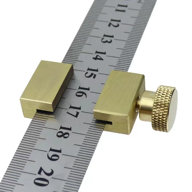 hot sale Steel Ruler Limit Block Brass Positioning Adjustment Block Woodworking Ruler Marking Locator Marking Fixed Block