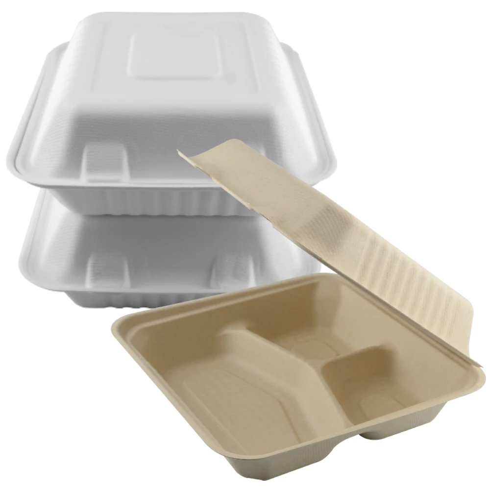 Green Olive 8 inch sugarcane pulp forming disposable sugarcane bagasse pizza burger food box