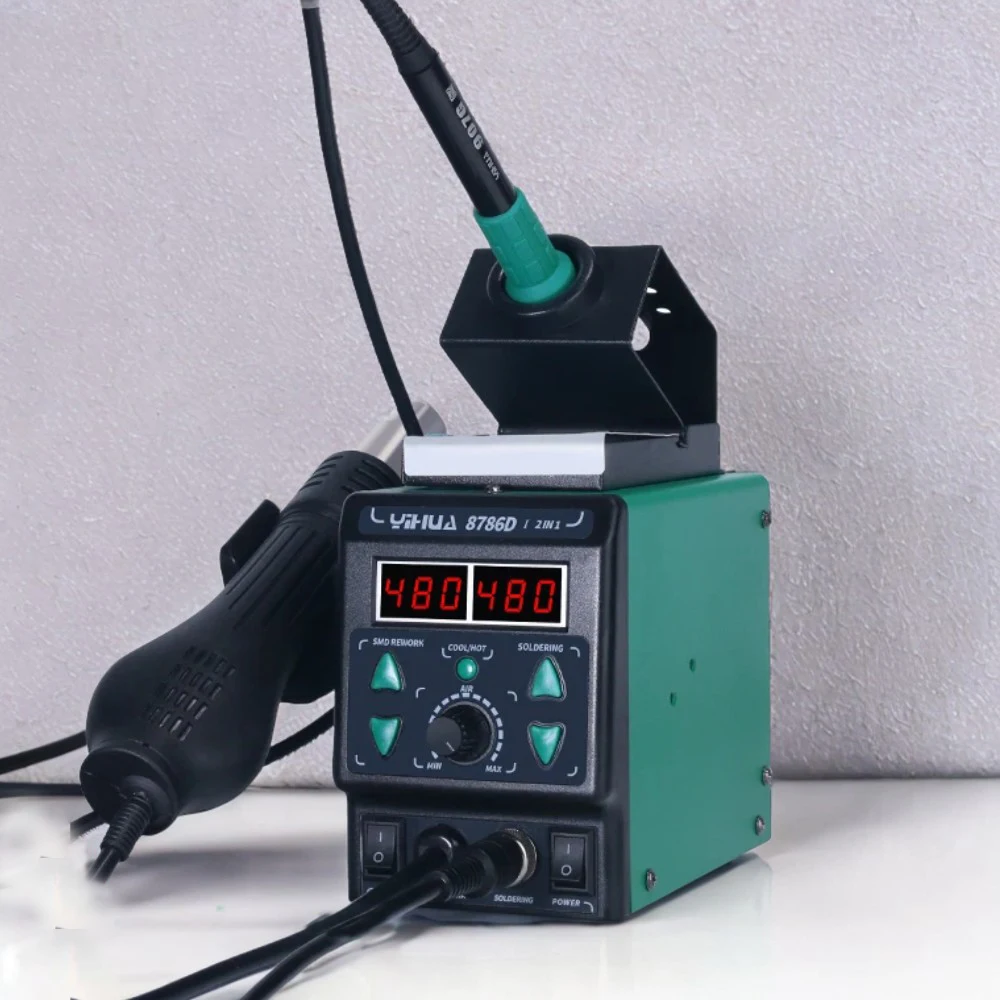 YIHUA 8786D-I 2 in 1 Digital Display Rework Soldering Station BGA Welding Machine Circuit Repair Heat Gun Has Hot and Cold Air