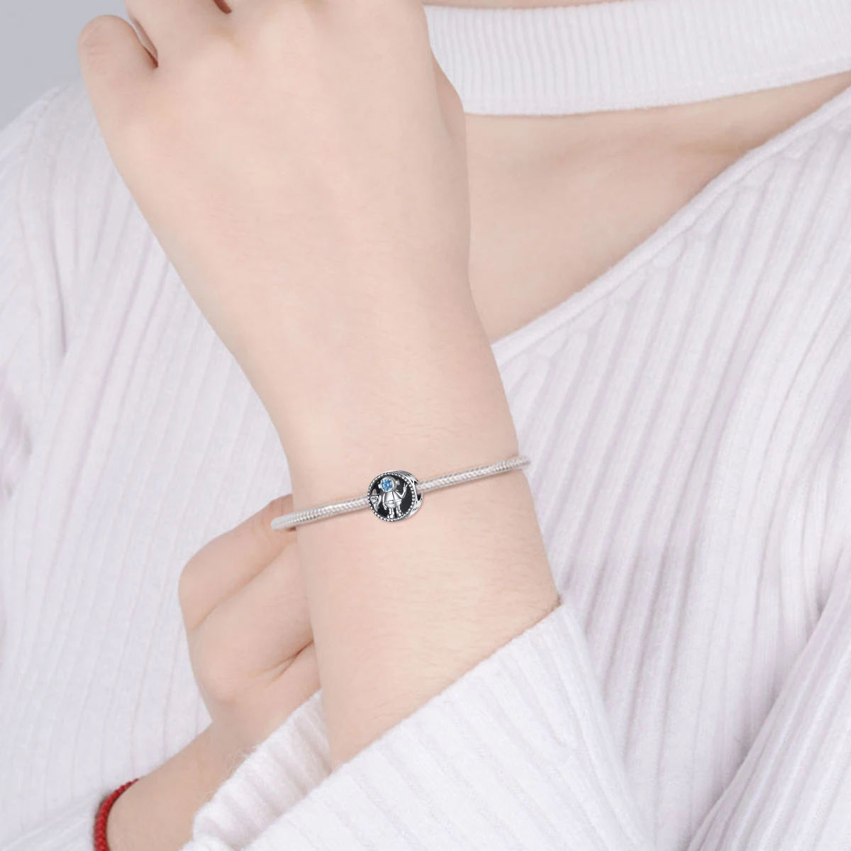 Wholesale custom design 925 sterling silver bulk astronaut beads beaded charm bracelets for women