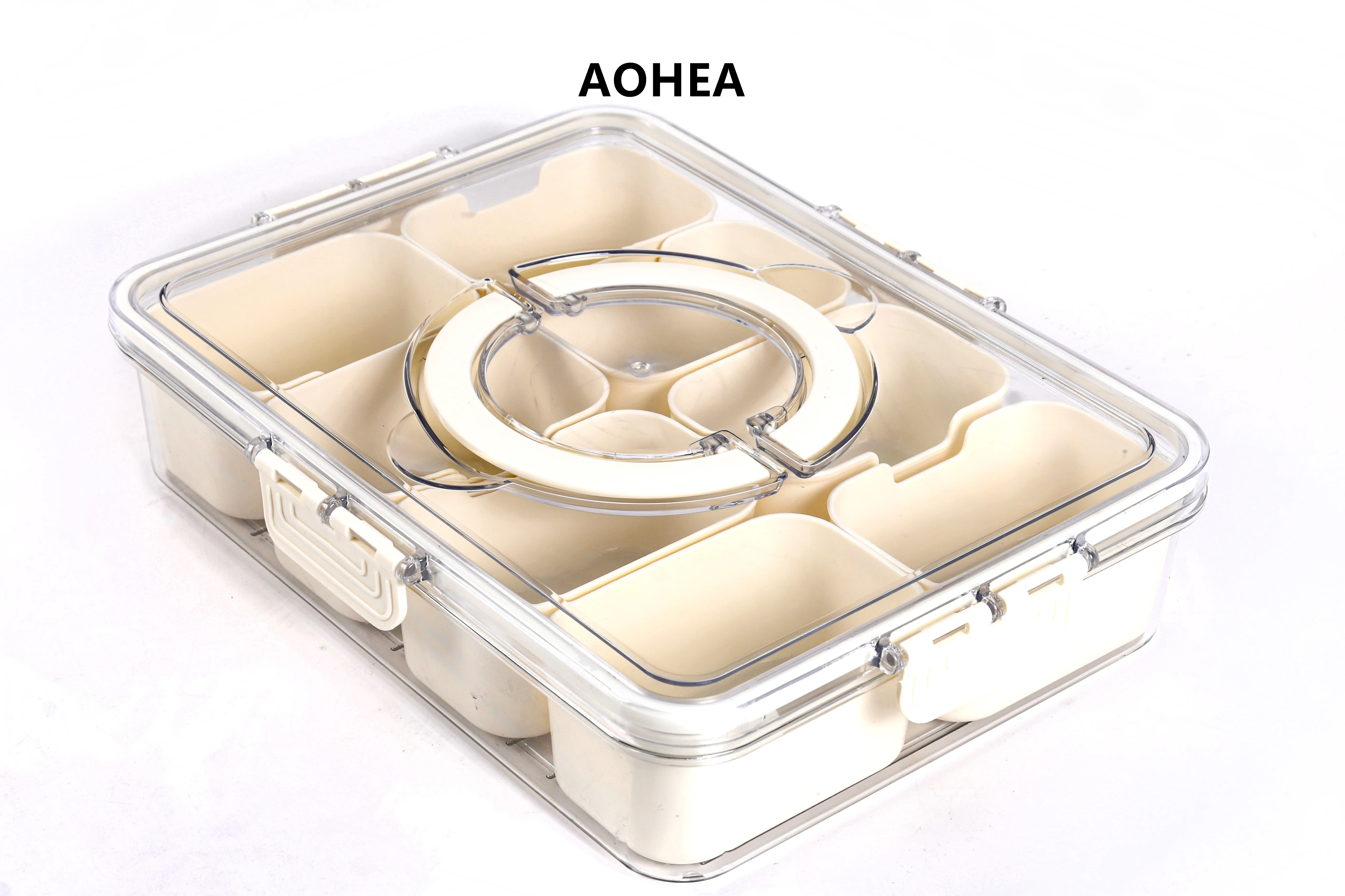 Aohea bpa free 4 8 compart Kitchen vegetable crisper 8 grids transparent storage box with strainer