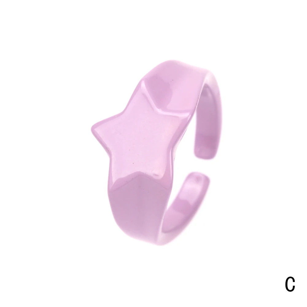  Trend Couple Alloy Stars Open Rings Adjustable Candy Colored Hand Painted Surface Women Fashion Jewelry Factory