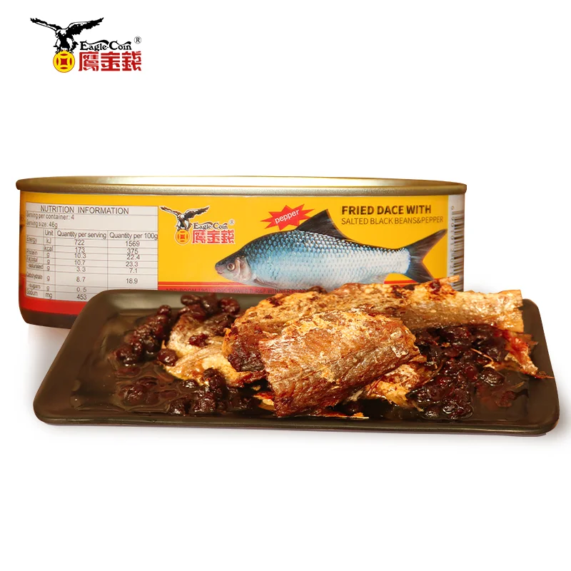 ready to eat Fried Dace tin can fish Chinese Fried Dace canned food Whole Fish Fried Dace canned fish food