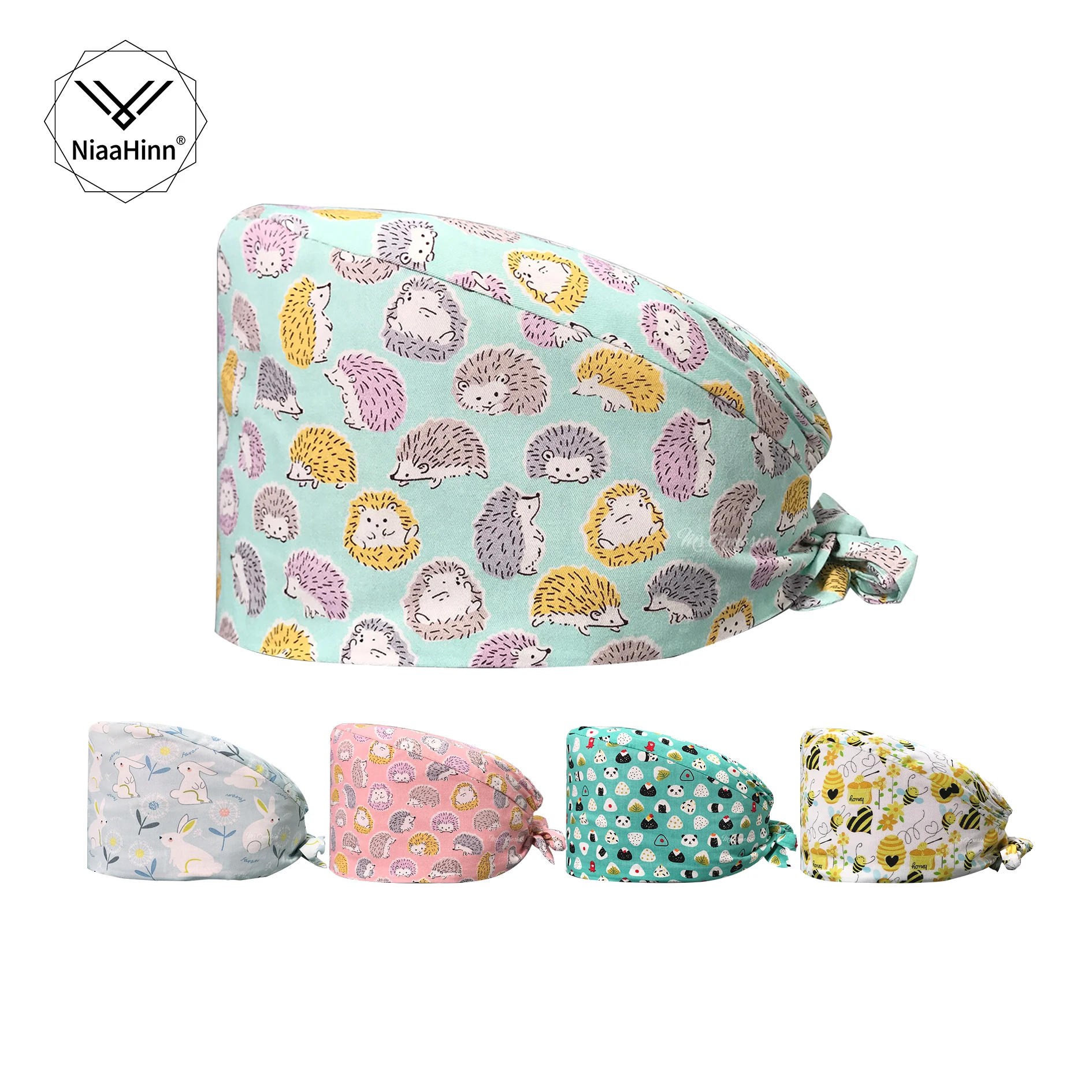Medical Hospital Working Scrub Nurse Hat Cotton Printed Hat With Custom New Style Caps