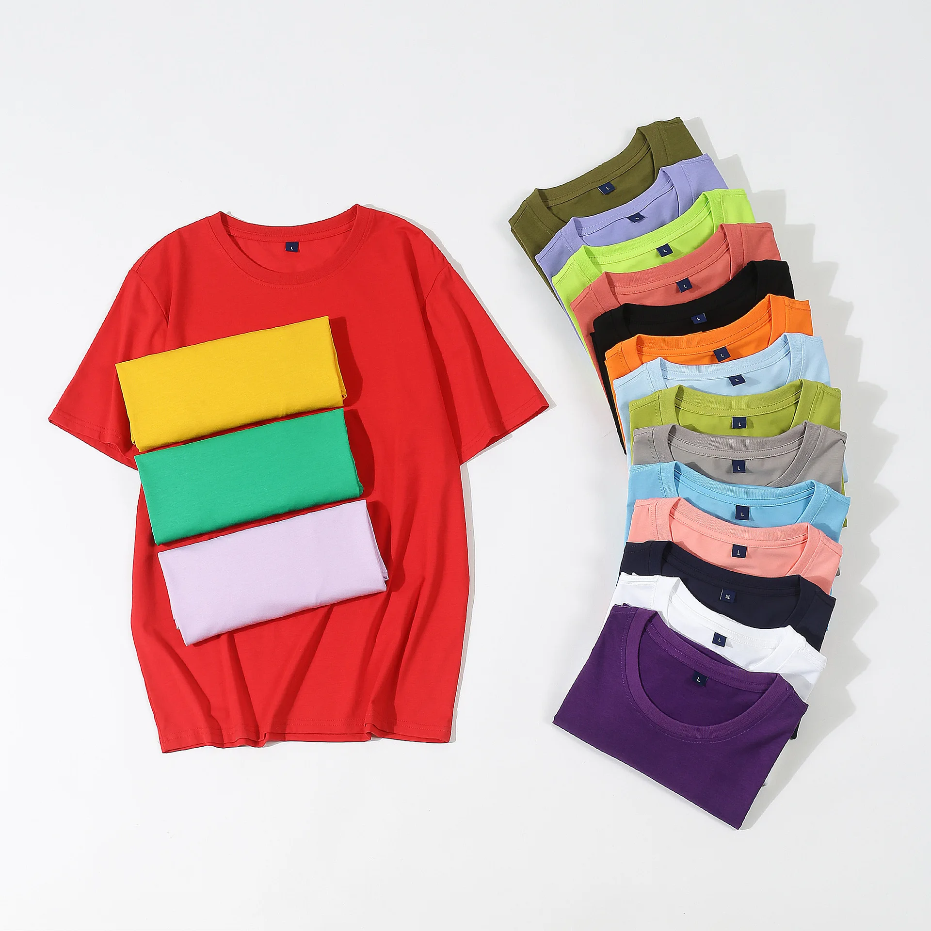 Wholesale 95%cotton 5%Spandex 185gsm Short Sleeve Custom Plain Casual T Shirt for Man and Woman