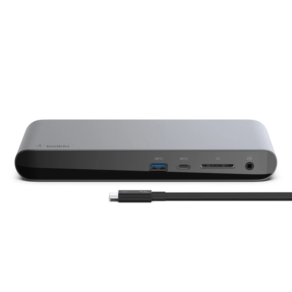 Док-станция Bel kin Thunderbolt 4 мощность 90 Вт одиночный 8K или двойной 4K дисплей HD MI Ethernet SD и аудио