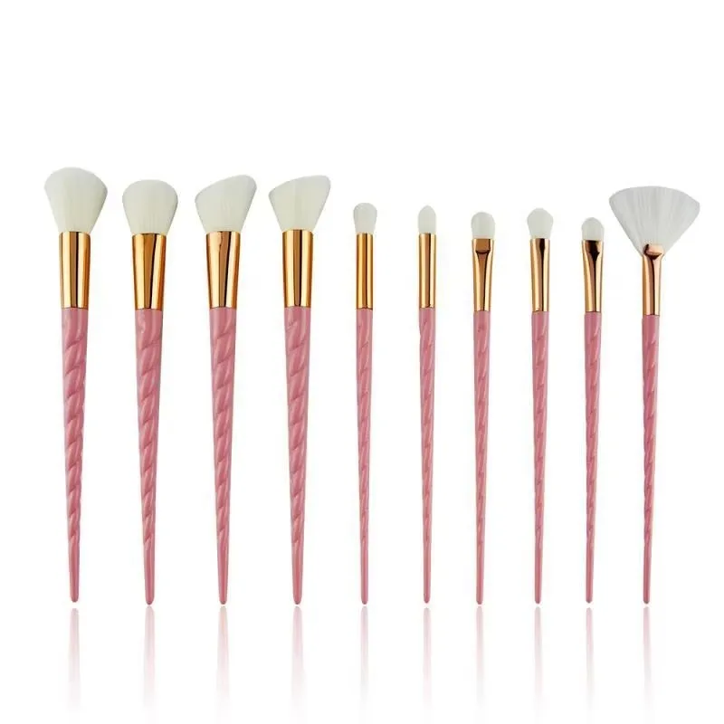 10pcs Rainbow Makeup Brush Set with ABS Diamond Handle Foundation Eye Shadow Blush Series Powder Make up Brushes with Bag