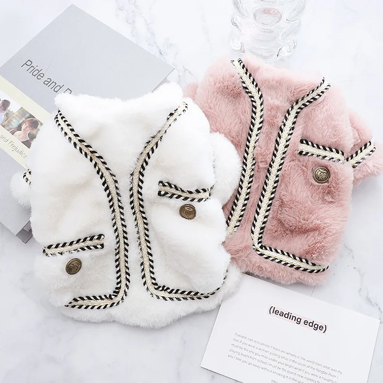 Boutique Clothes For Dogs Winter Warm Pet Clothing Puppy Coat Dog Faux Fur Sweater Cardigan for Girl Dog