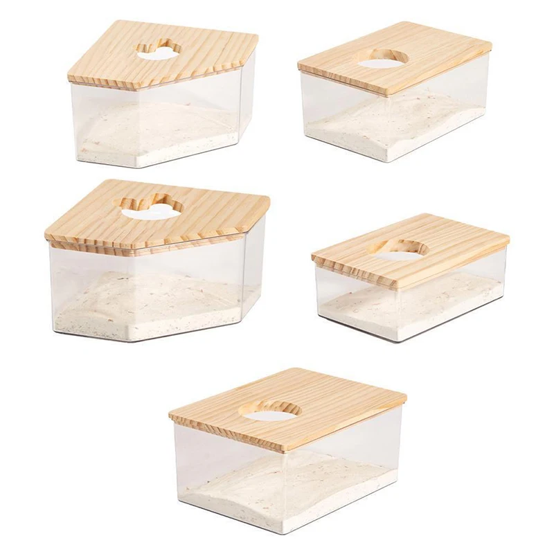 Transparent Acrylic Hamster Shower Bathroom Bathtub Box Hamster Sand Bath Container for Chinchilla Gerbil