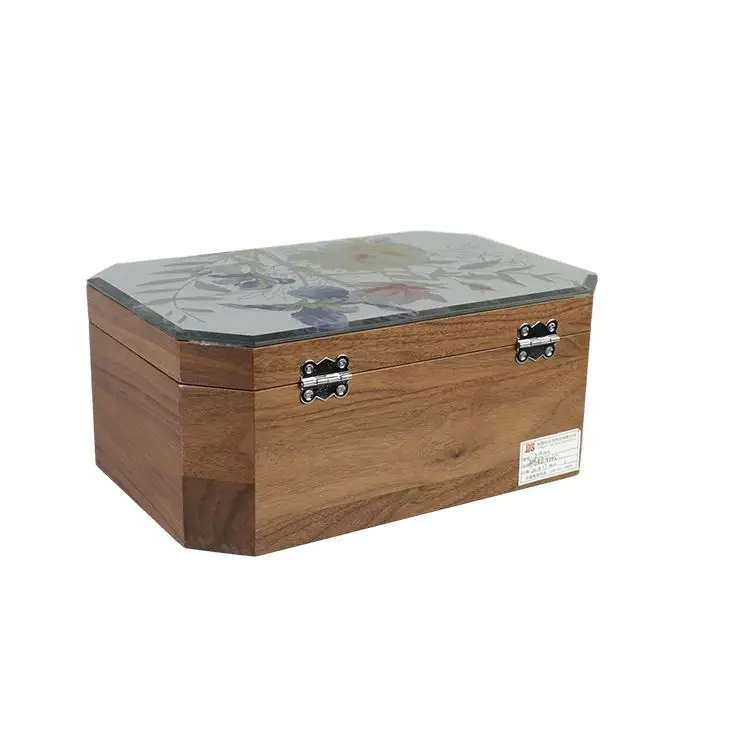 DS Customized Wooden Jewelry Box Luxury Wood Storage Case with Fingerprint Lock