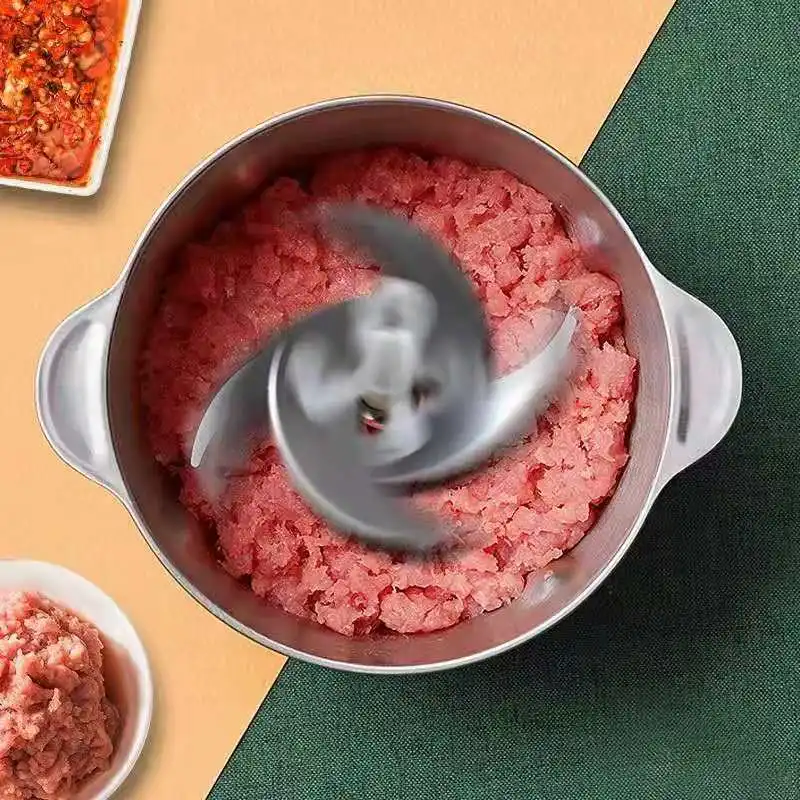 Hot Sell 2L 3L Small bocsh Meat Chopper Best Home Kitchen Food Cheap Stainless Steel Electric Meat Grinder powerful