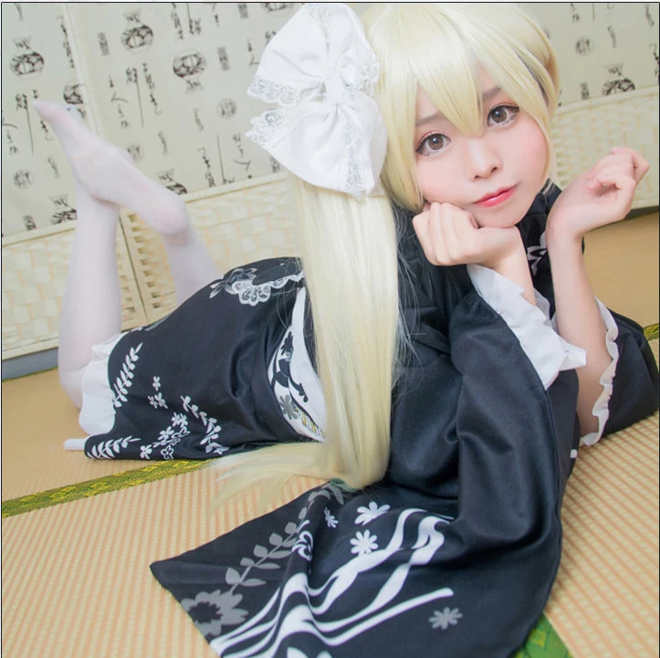 Yosuga no Sora Kasugano Sora Summer Festival Lolita Kimono Yukata Maid Dress Meidofuku Uniform Outfit Anime Cosplay Costumes