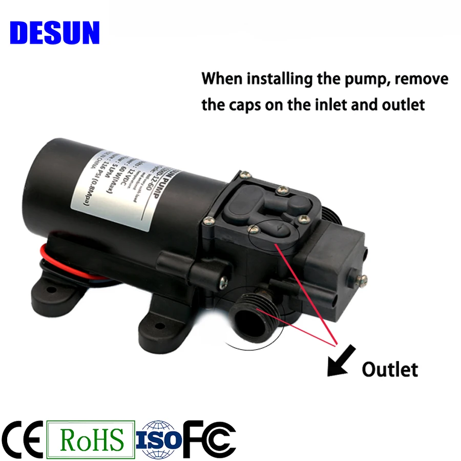 12V 60W 5 lpm  high pressure Agricultural Electric Water Pump Diaphragm Water Pump Mini Booster Pump for Misting System  Sprayin