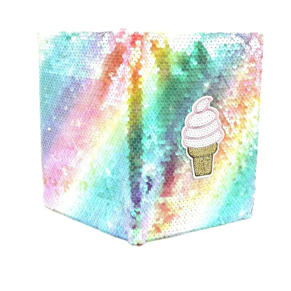 
Bling Shiny Cartoon Rainbow Reversible Cute School Diary Sequins Notebook For School Kids Diary 
