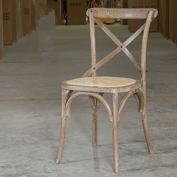 Commercial Outdoor Furniture Wood Cross Back Dining Restaurant Wooden Hotel Stacking Wedding Banquet Chair