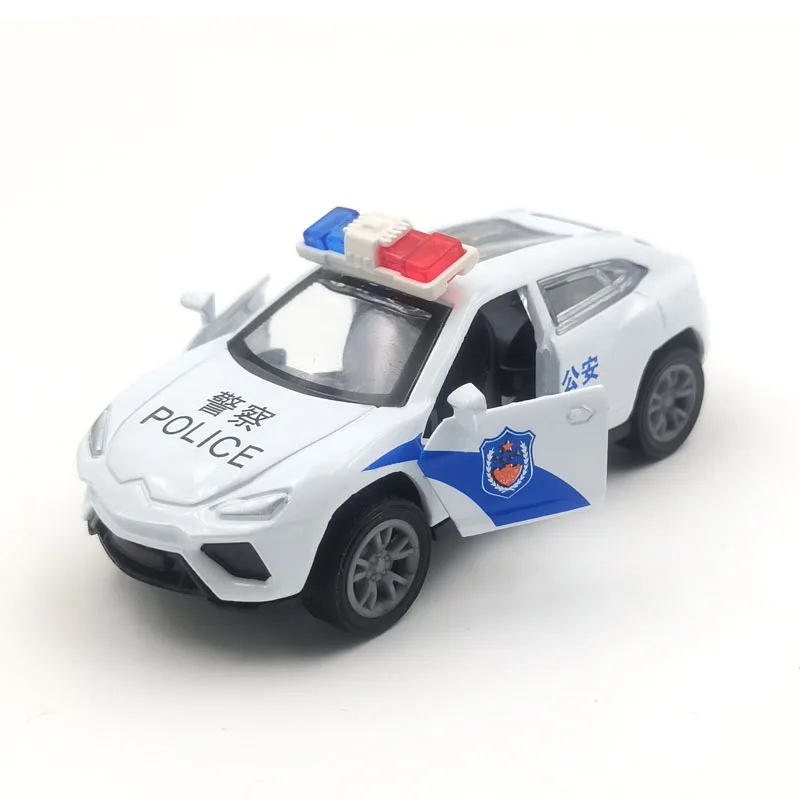 Alloy Wholesale Pull Back Car Diecast Police Car Door Open Matel Car 1 64 Scale Simulation Toy Kits