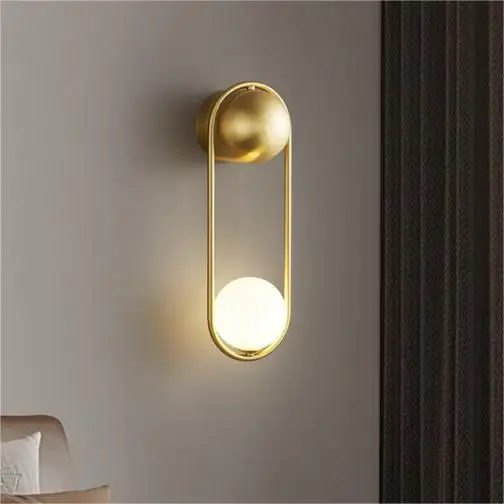 Milk white ball sofa background G9 wall lamp beautiful gold bedroom bedside glass wall light black gold for hotel home
