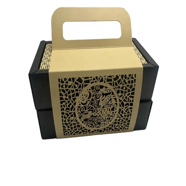 Food Grade Cardboard Container Paper Cake box with handle