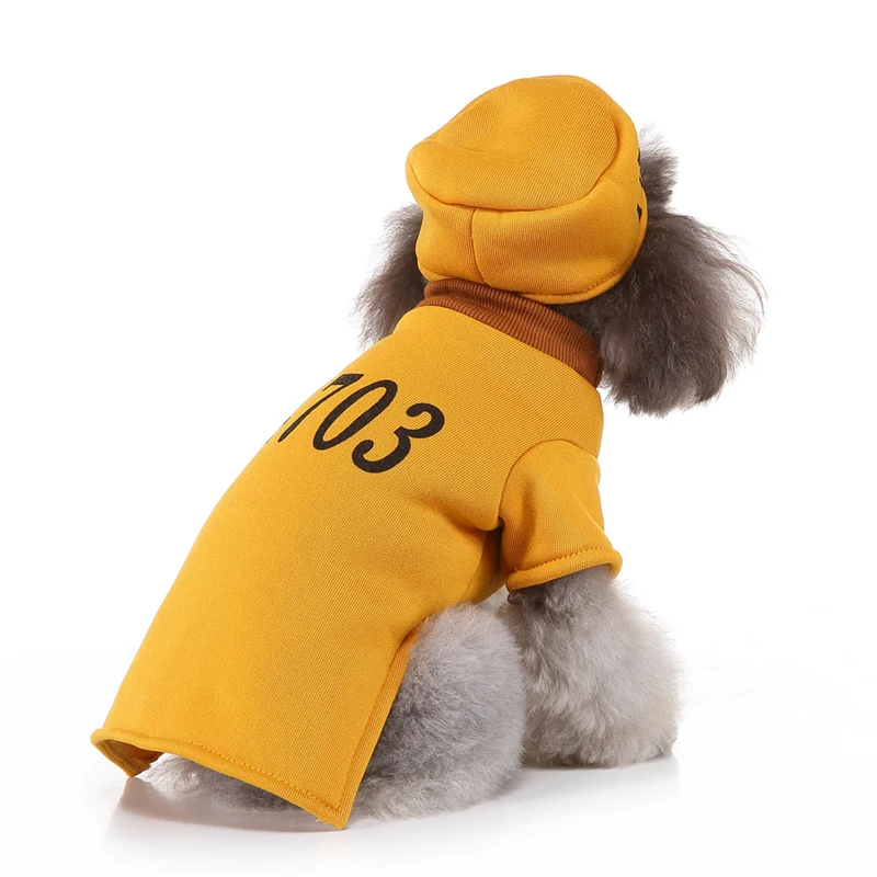 Most popular Best choice Dog Clothes-Digital Prison Uniform Yellow dogs cloth pet clothes