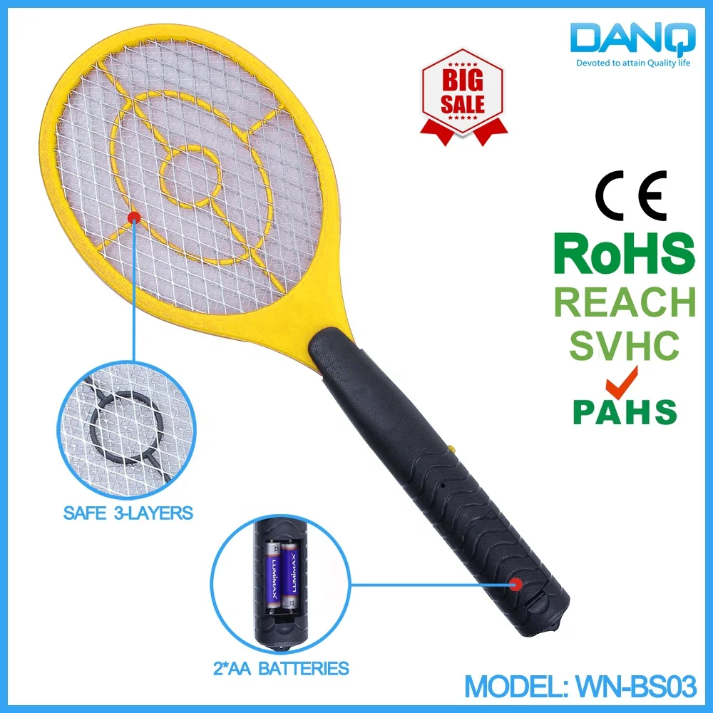 BS03 AA Battery Operated Electronic Mosquito Bat Bug Zapper Fly Swatter with CE&RoHS