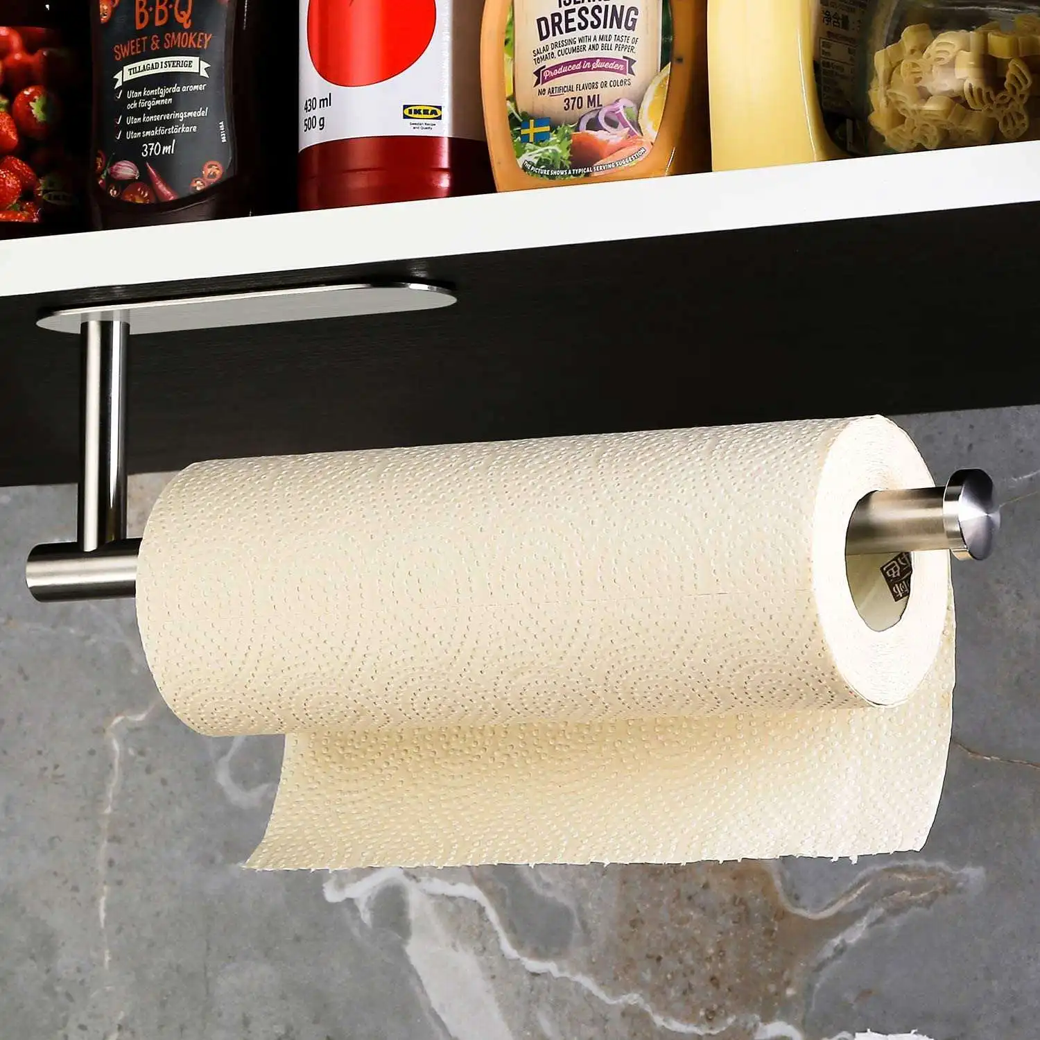Hot sale no drill nail-free stainless steel self adhesive wall mounted toilet paper tissue holder for bathroom kitchen