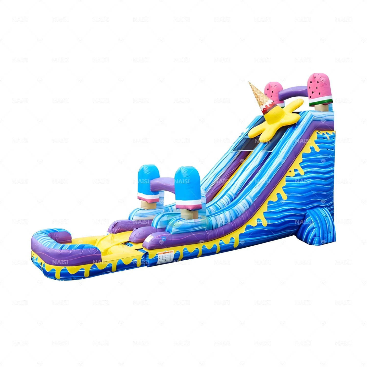 Ice cream inflatable slides tobogan inflable de agua commercial water slide with detachable pool