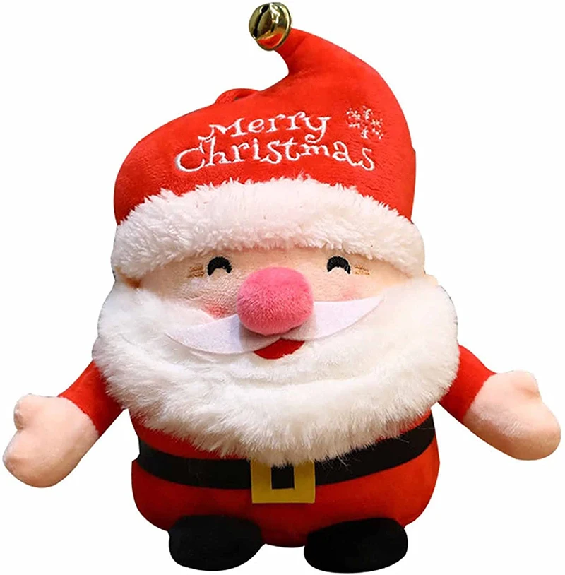 Custom 12 inches Cute and Soft Fabric Santa Claus Doll Holiday Plush Stuffed Toy Gift For Kids