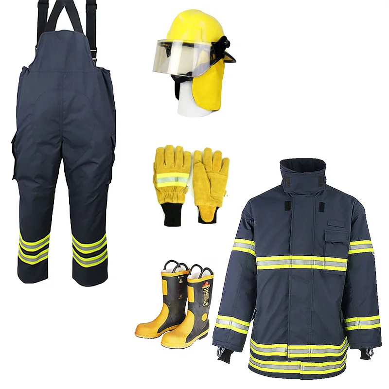 EN469 Fireman Uniform 4 Layers Aramid Nomex Fire Fighting Suit Factory Sale