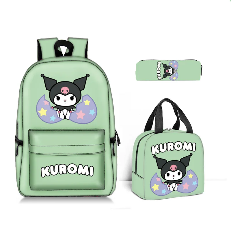 Kawaii Sanrioed students schoolbag Kuromi three-piece set Backpack My melody Large Capacity Student Schoolbag YY104