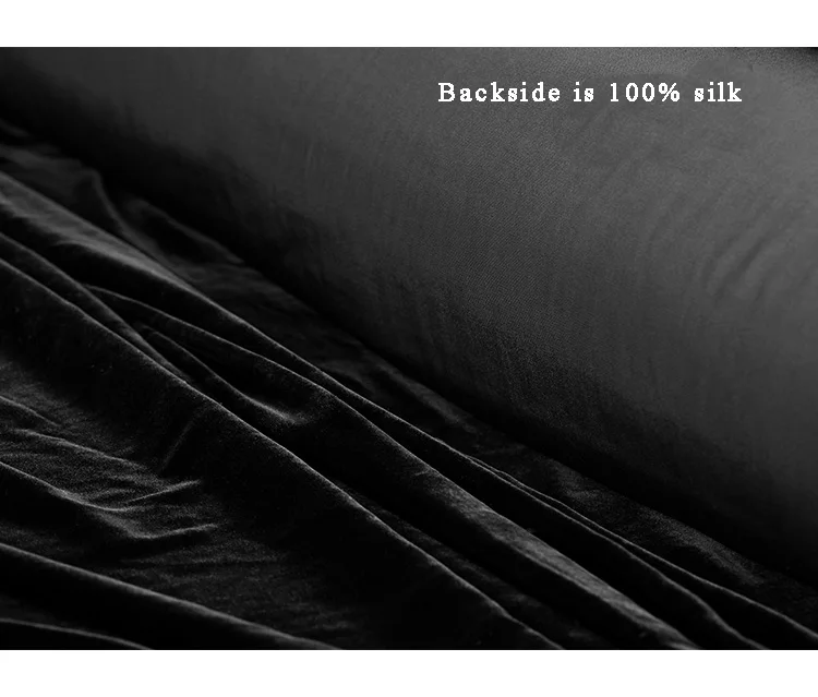 Black Silk Velvet Fabric for Clothes Dresses with 100% Pure Silk Base