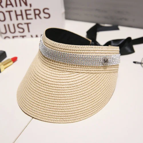 2022 New arrival summer beach visor cap Letter Big Brim Hat Travel Sun Hat Trend brand visor straw hats cap