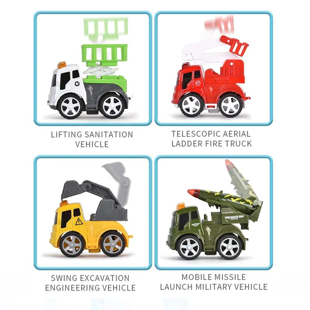 
Wholesale Q pull back fire engine truck toy die cast model car 8 pcs 