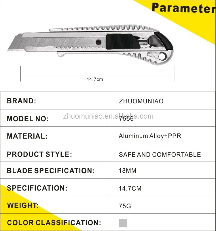 Professional 18MM Safety Retractable Box Cutter Utility Knife