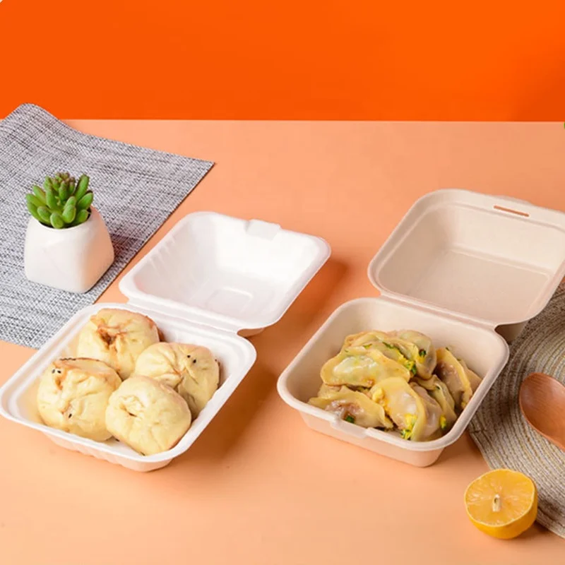 Biodegradable Disposable Sugarcane Bagasse Lunch Box 1000ml Soup Dish Dishes & Plates Rectangle Takeaway Food Container