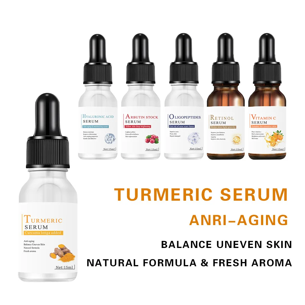 Custom Skin Care Dark Spots Face Serum Private Label Vegan Natural Turmeric Facial Brightening Anti Aging Serum