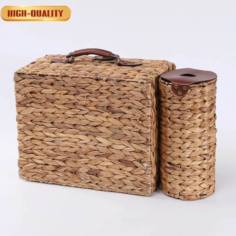 Travel Eco-friendly Miniature Picnic Basket With Lining And Handle
