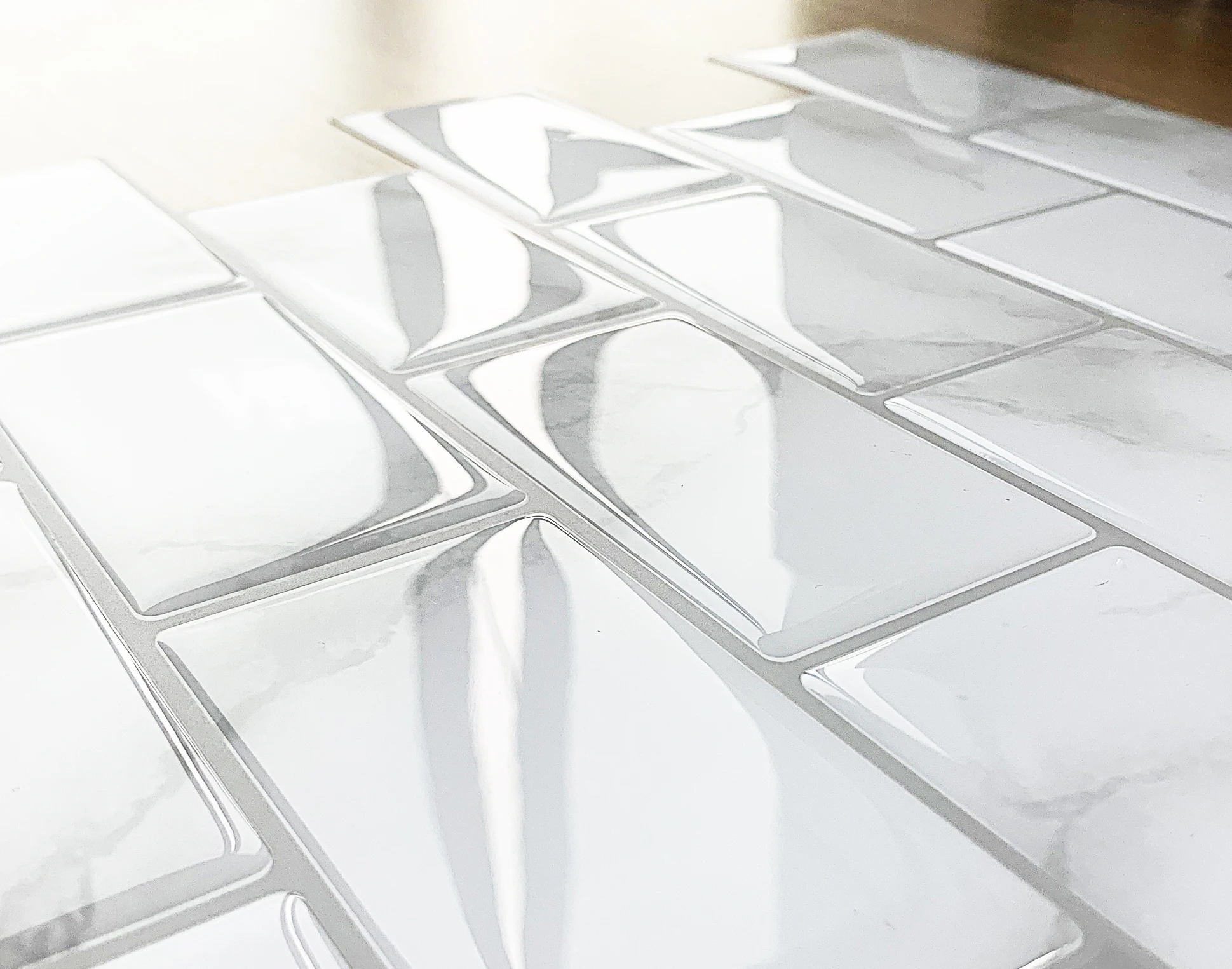 Home wall decoration smart vinyl tile light 3D peel and stick backsplash mosaic kitchen tiles