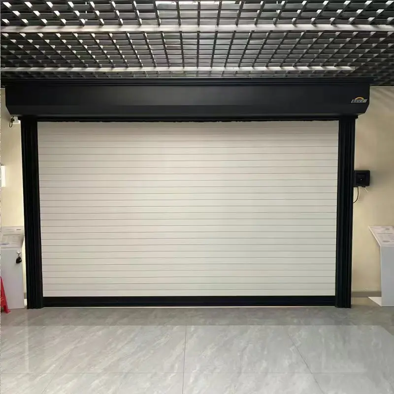 9x8ft Electric Aluminum Rolling Shutter Doors for Workshop Modern Galvanized Steel Slabs Roller Doors for Garage